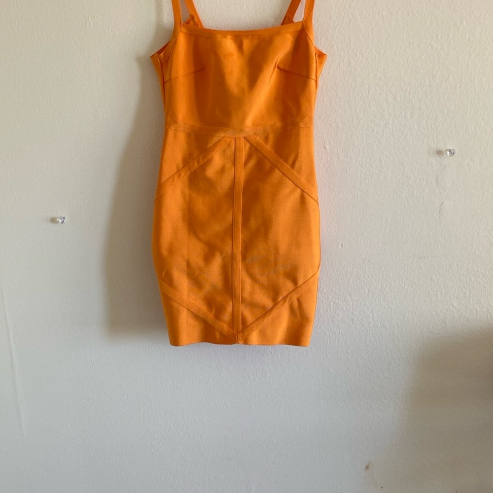 Prettylittlething Orange Bodycon Cocktail Dress
